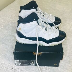 Jordan 11 Retro PS Black White Concord Sneakers Size 1Y Authentic